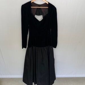 Vintage GUNNE SAX by Jessica McClintock Velvet & Taffeta Dress Black Size Medium